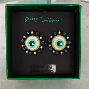 Betsey Johnson Eye Earrings with Colorful Accents